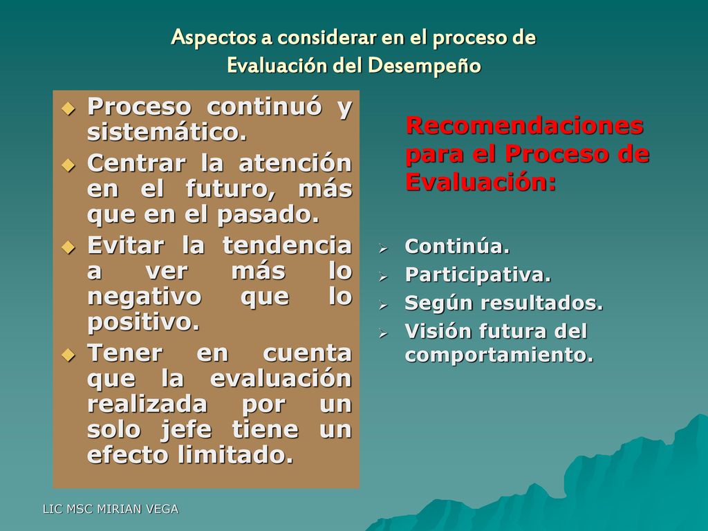 Aspectos a considerar en el proceso de Evaluación del Desempeño