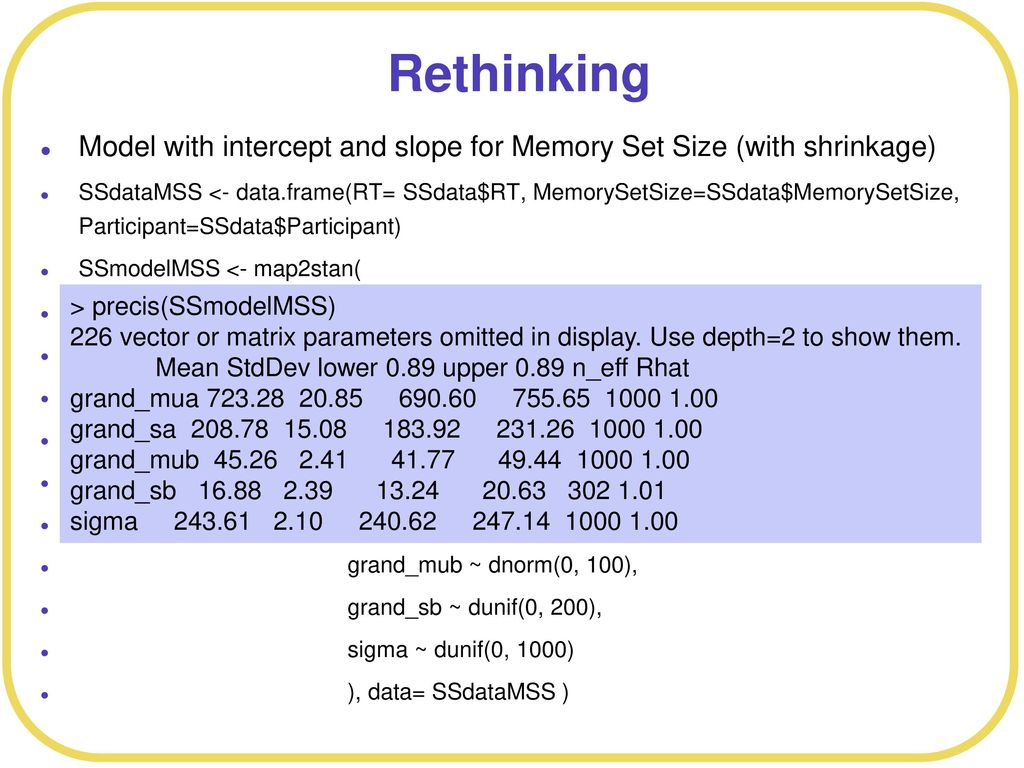 Rethinking Model with intercept and slope for Memory Set Size (with shrinkage)