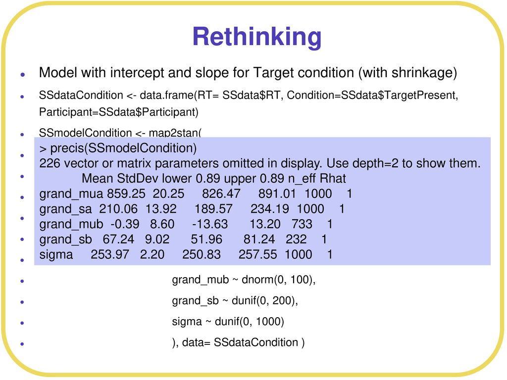 Rethinking Model with intercept and slope for Target condition (with shrinkage)