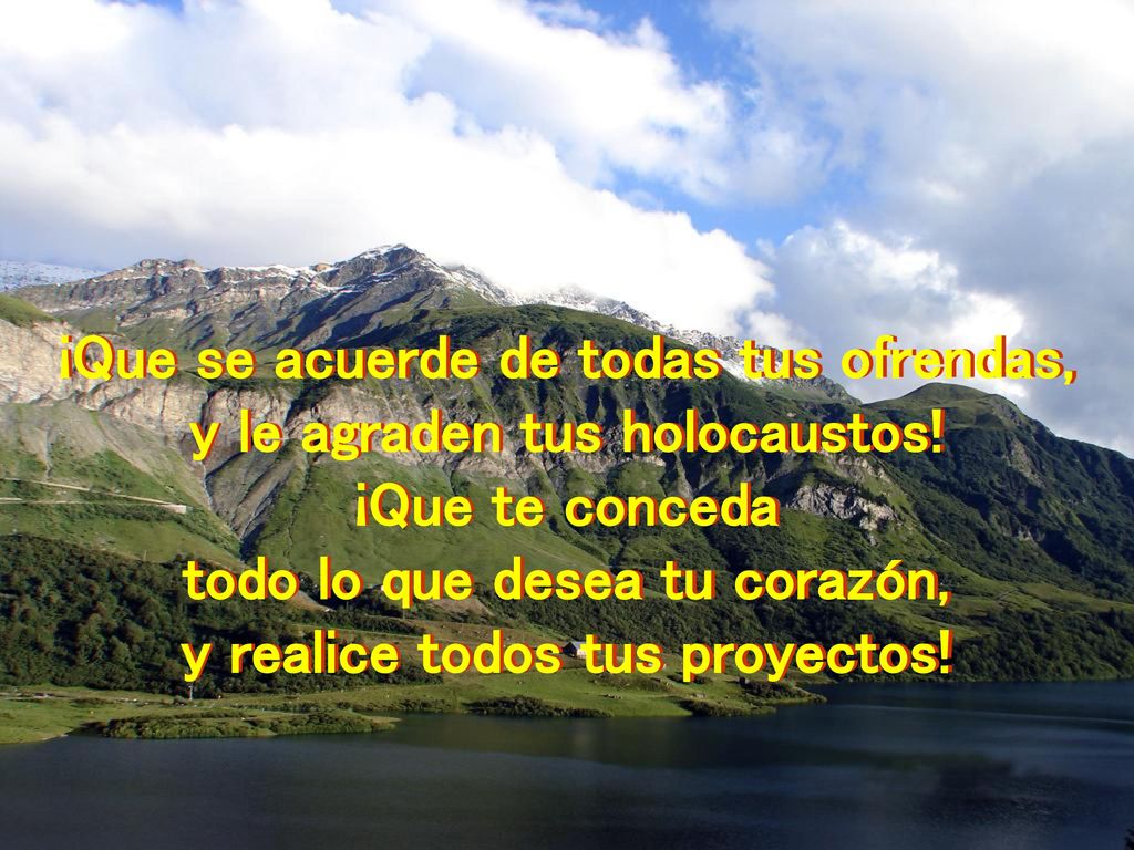 ¡Que se acuerde de todas tus ofrendas, y le agraden tus holocaustos!
