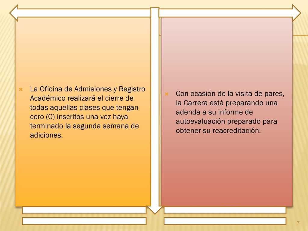 La Oficina de Admisiones y Registro Académico realizará el cierre de todas aquellas clases que tengan cero (0) inscritos una vez haya terminado la segunda semana de adiciones.