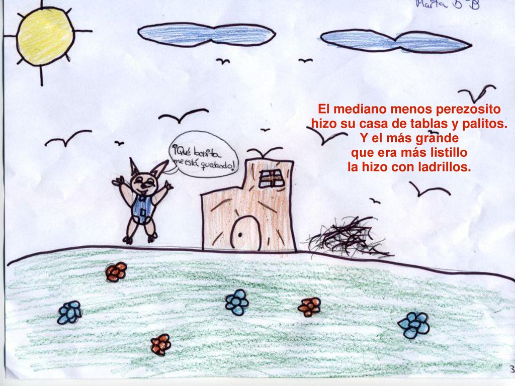 El mediano menos perezosito hizo su casa de tablas y palitos