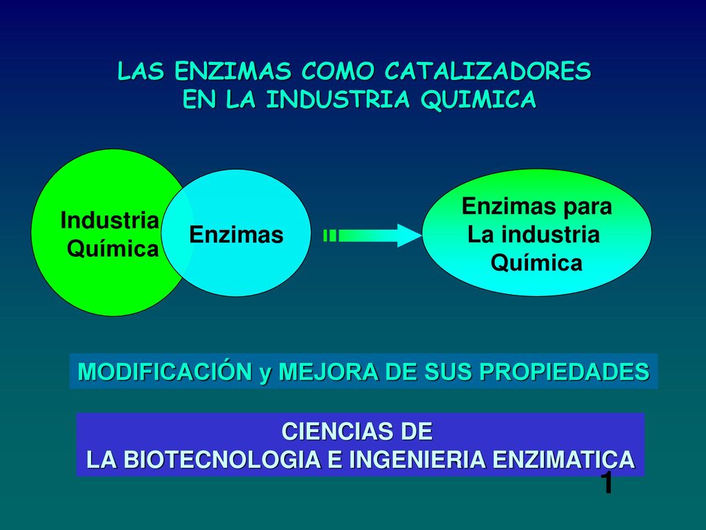 1 LAS ENZIMAS COMO CATALIZADORES EN LA INDUSTRIA QUIMICA Industria
