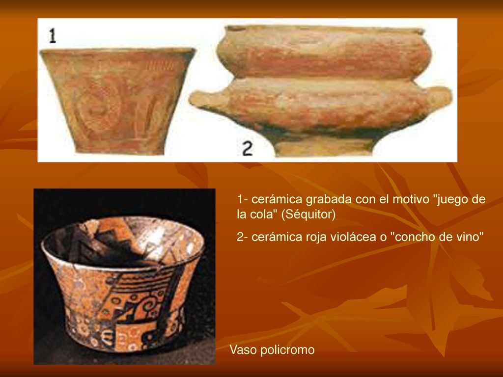 1- cerámica grabada con el motivo juego de la cola (Séquitor)