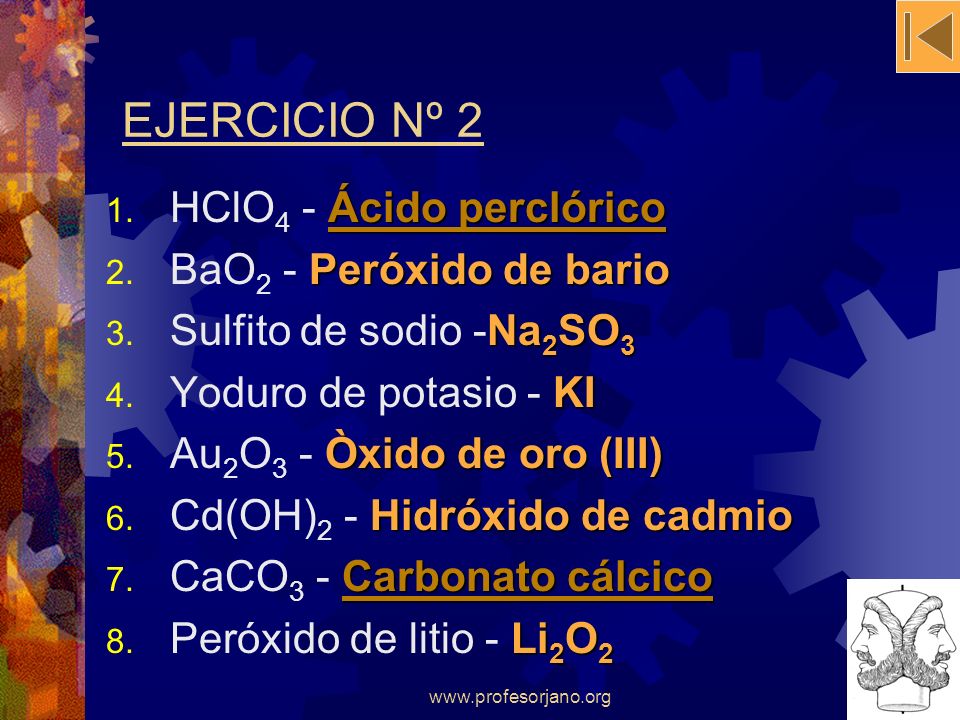EJERCICIO Nº 2 HClO4 - Ácido perclórico BaO2 - Peróxido de bario