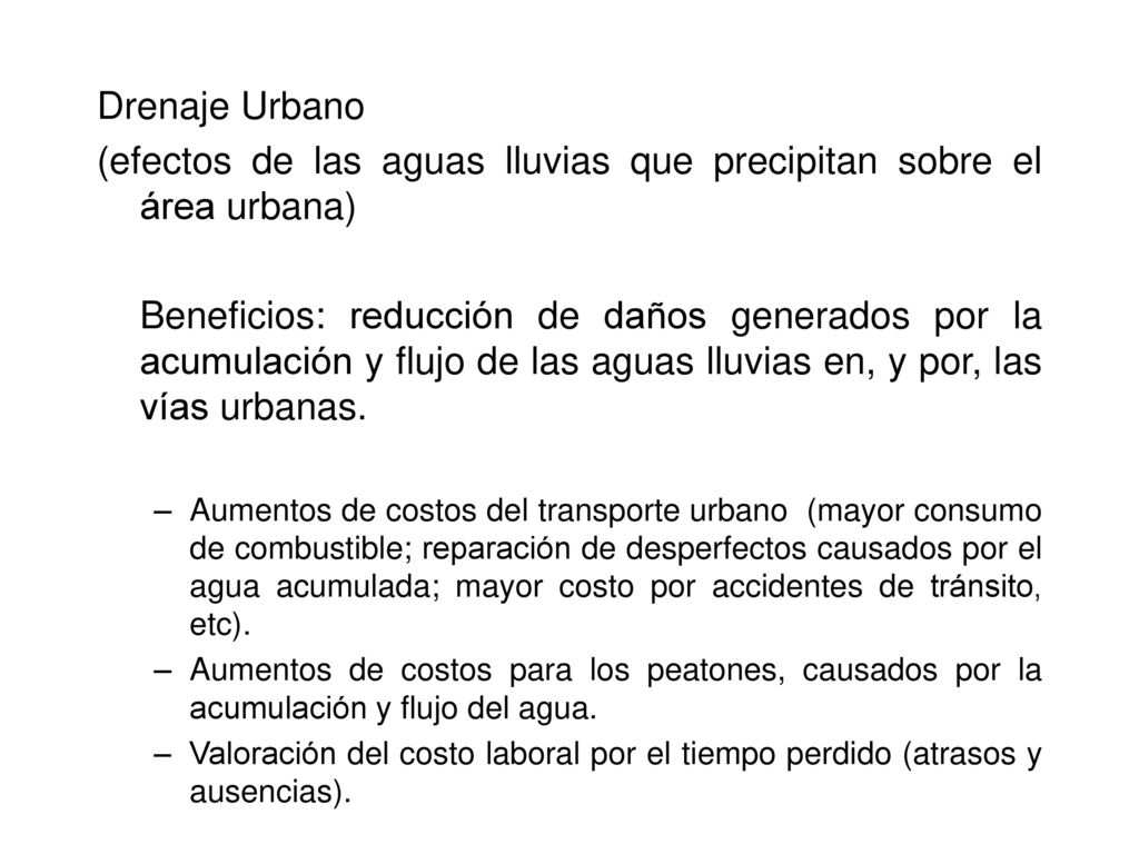 (efectos de las aguas lluvias que precipitan sobre el área urbana)