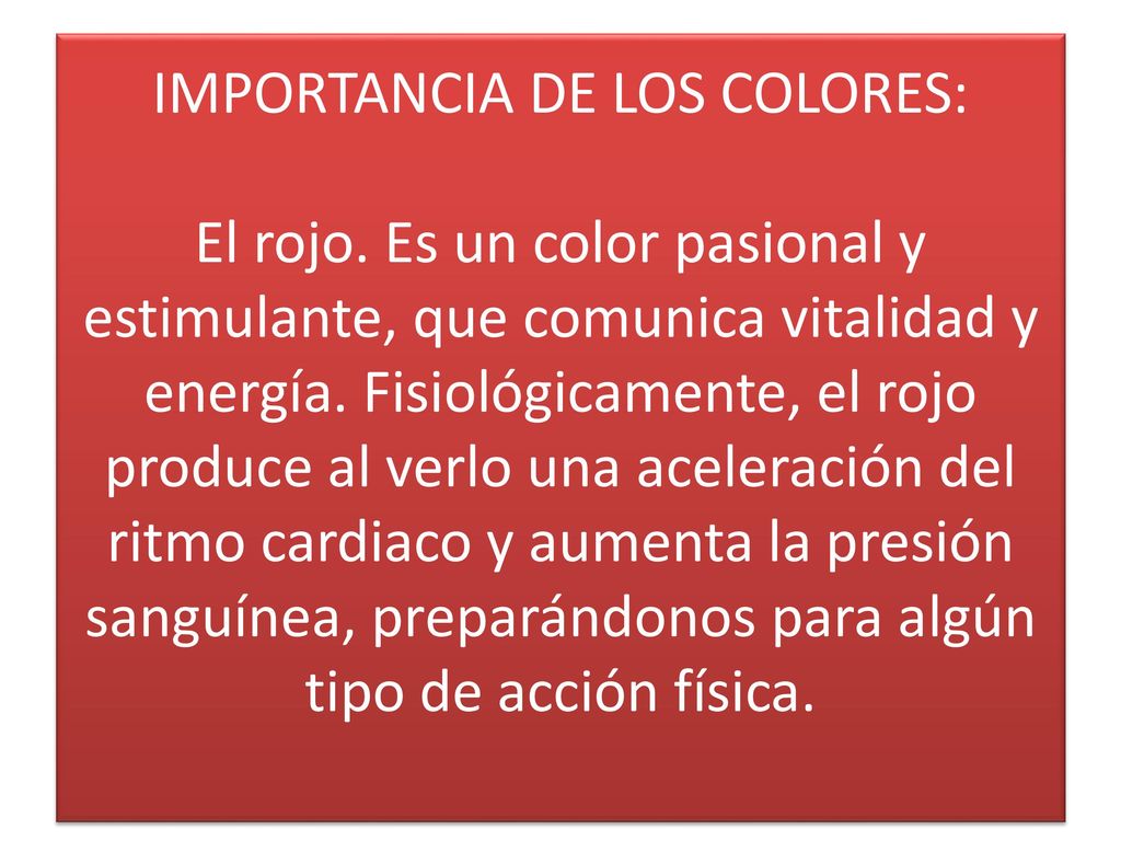 IMPORTANCIA DE LOS COLORES: El rojo