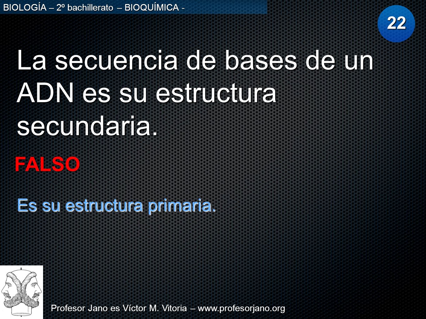 La secuencia de bases de un ADN es su estructura secundaria.