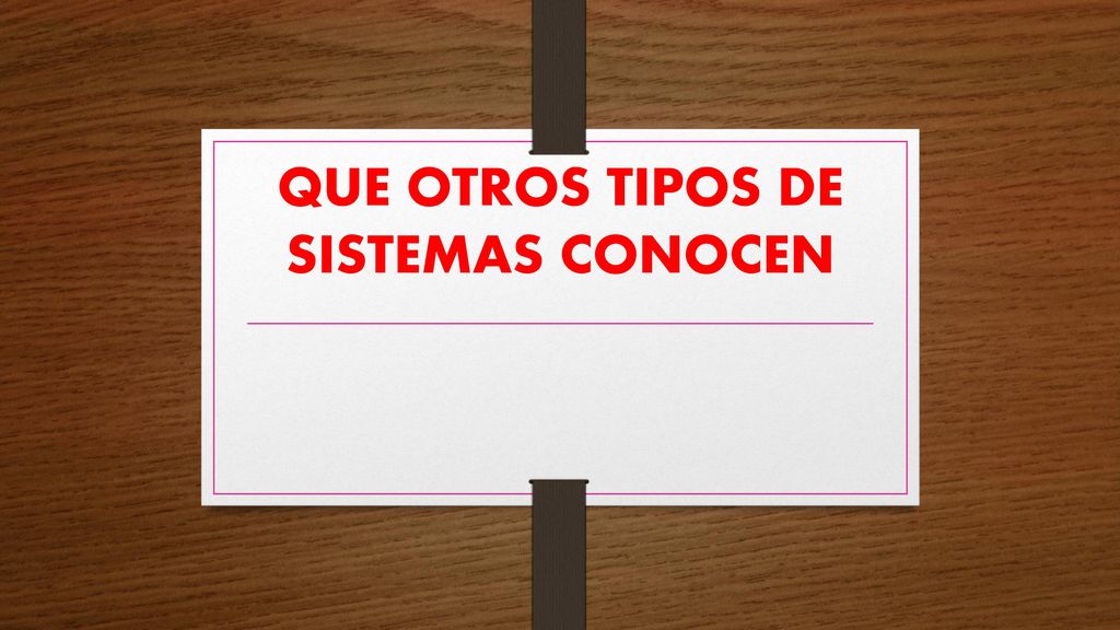 QUE OTROS TIPOS DE SISTEMAS CONOCEN