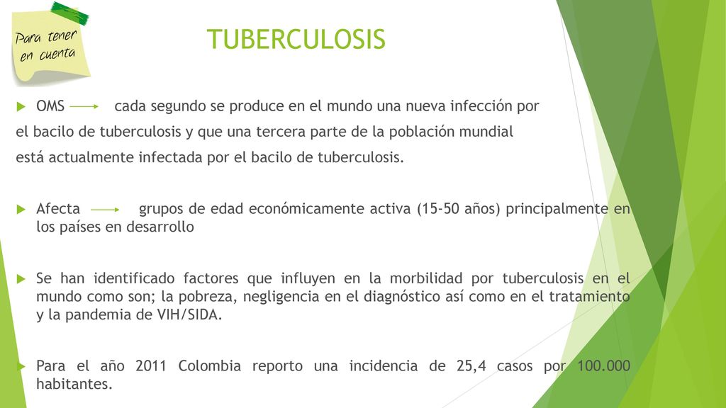TUBERCULOSIS OMS cada segundo se produce en el mundo una nueva infección por.
