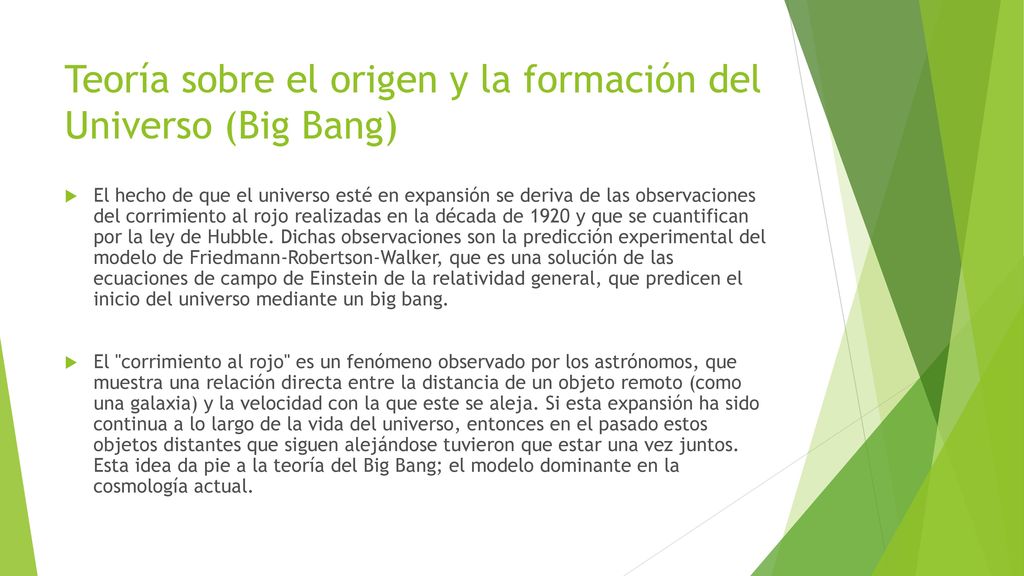 Teoría sobre el origen y la formación del Universo (Big Bang)