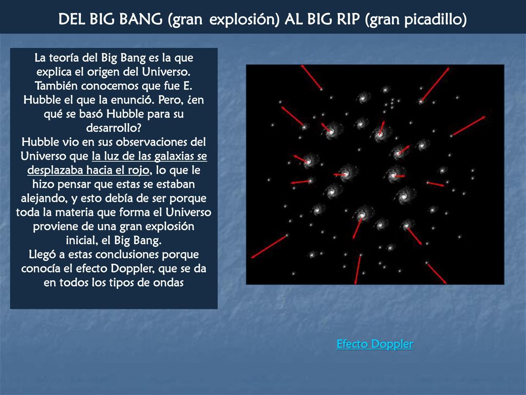 DEL BIG BANG (gran explosión) AL BIG RIP (gran picadillo)