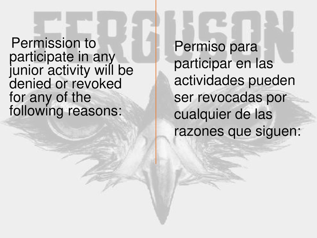 Permission to participate in any junior activity will be denied or revoked for any of the following reasons: