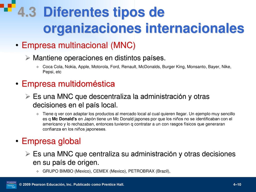 4.3 Diferentes tipos de organizaciones internacionales