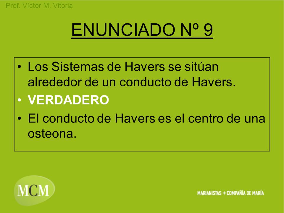 ENUNCIADO Nº 9 Los Sistemas de Havers se sitúan alrededor de un conducto de Havers.