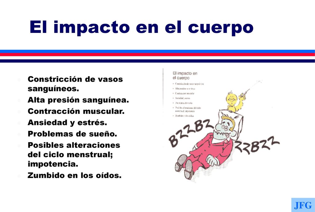 El impacto en el cuerpo JFG Constricción de vasos sanguíneos.