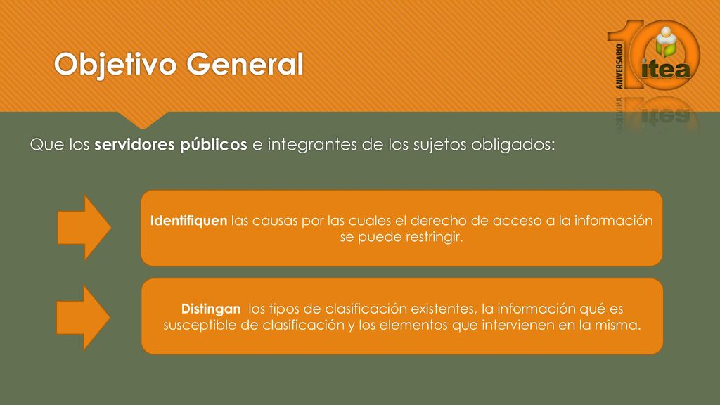 Objetivo General Que los servidores públicos e integrantes de los sujetos obligados:
