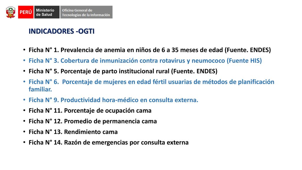 INDICADORES -OGTI Ficha N° 1. Prevalencia de anemia en niños de 6 a 35 meses de edad (Fuente. ENDES)