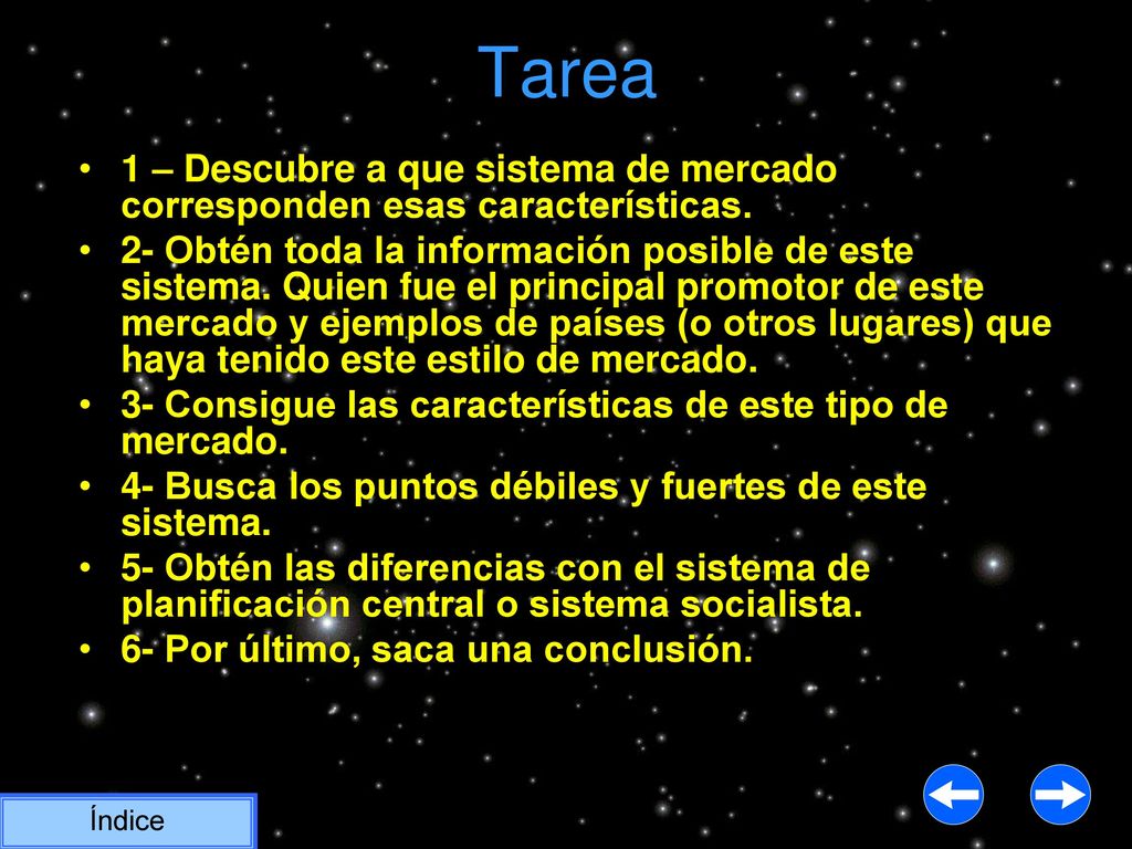 Tarea 1 – Descubre a que sistema de mercado corresponden esas características.