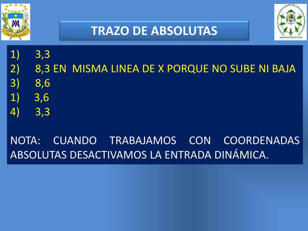 TRAZO DE ABSOLUTAS 3,3 8,3 EN MISMA LINEA DE X PORQUE NO SUBE NI BAJA