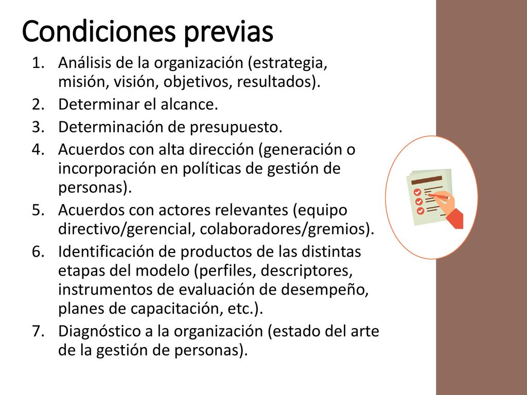 Condiciones previas Análisis de la organización (estrategia, misión, visión, objetivos, resultados).