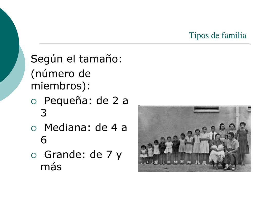 Según el tamaño: (número de miembros): Pequeña: de 2 a 3