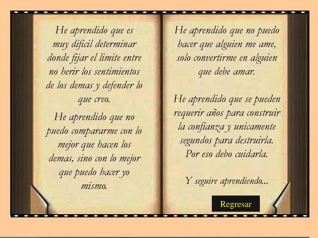 He aprendido que es muy dificil determinar donde fijar el limite entre no herir los sentimientos de los demas y defender lo que creo.