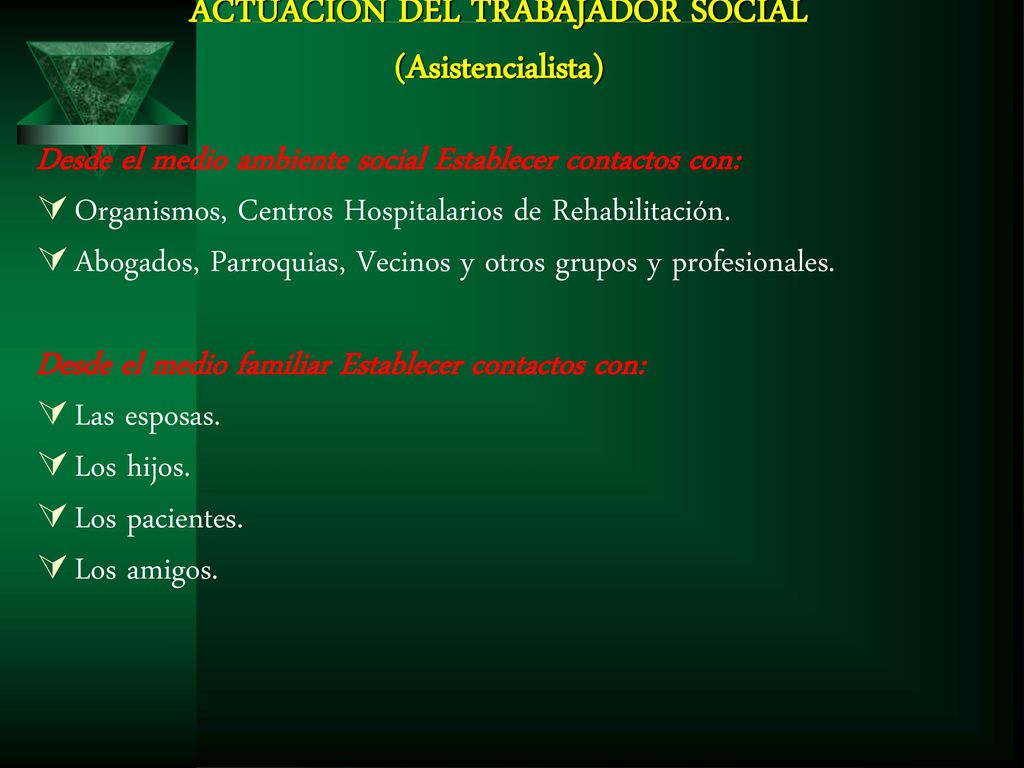 ACTUACION DEL TRABAJADOR SOCIAL (Asistencialista)