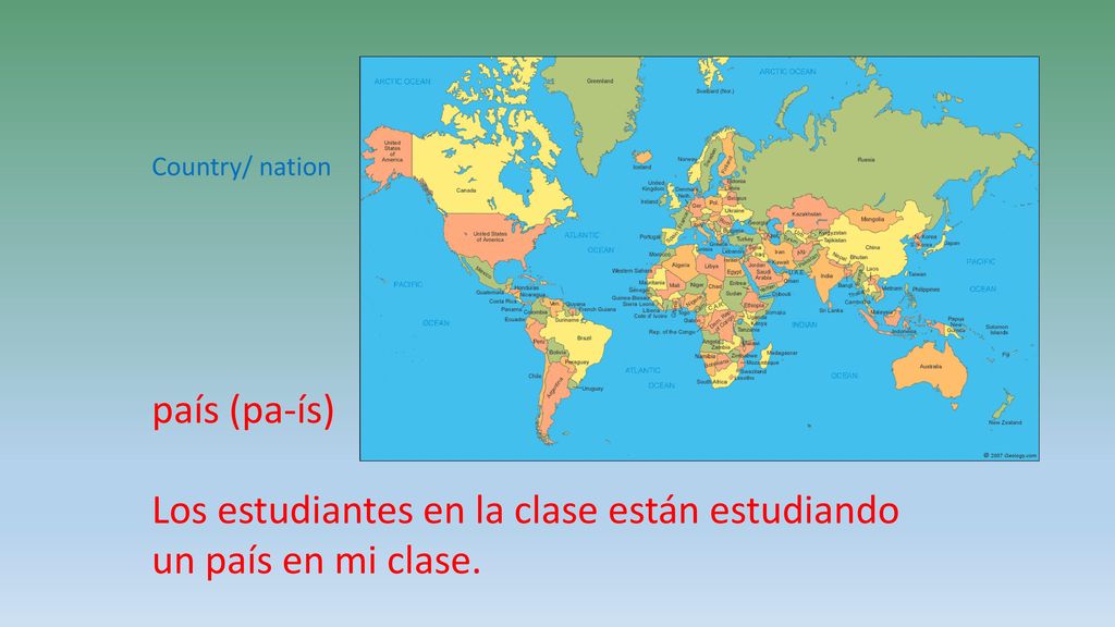 Los estudiantes en la clase están estudiando un país en mi clase.