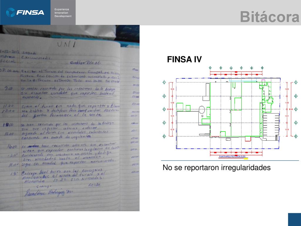Bitácora FINSA IV No se reportaron irregularidades