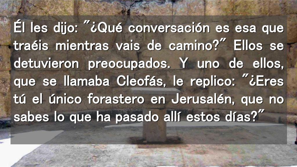Él les dijo: ¿Qué conversación es esa que traéis mientras vais de camino Ellos se detuvieron preocupados.