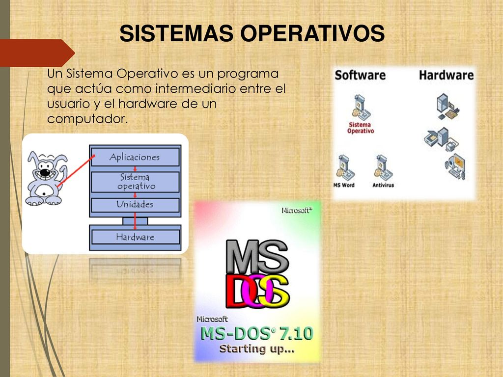 SISTEMAS OPERATIVOS Un Sistema Operativo es un programa que actúa como intermediario entre el usuario y el hardware de un computador.