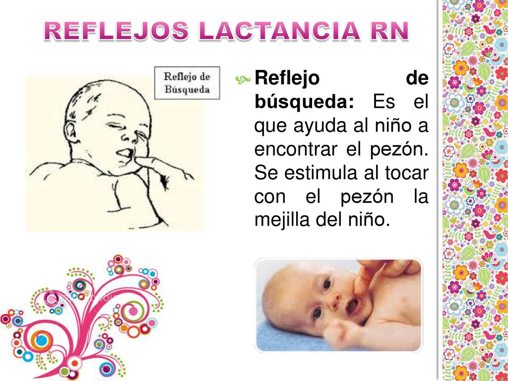 REFLEJOS LACTANCIA RN Reflejo de búsqueda: Es el que ayuda al niño a encontrar el pezón.