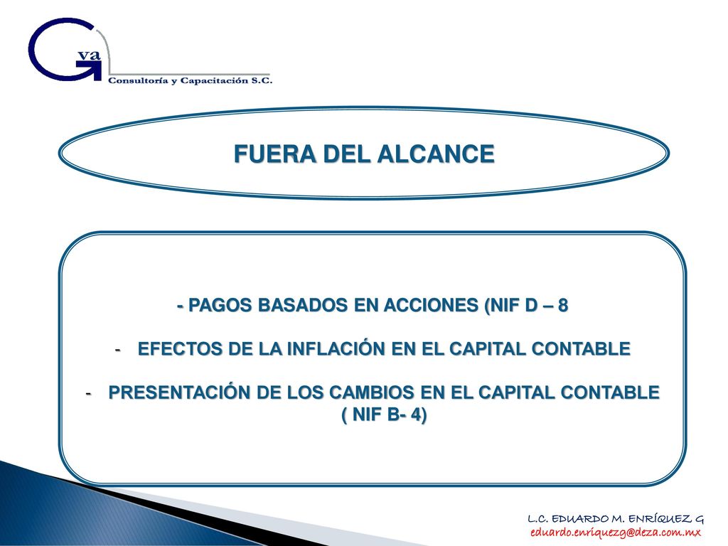 FUERA DEL ALCANCE - PAGOS BASADOS EN ACCIONES (NIF D – 8