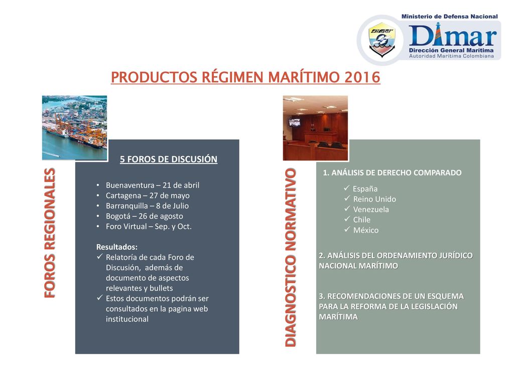 PRODUCTOS RÉGIMEN MARÍTIMO 2016