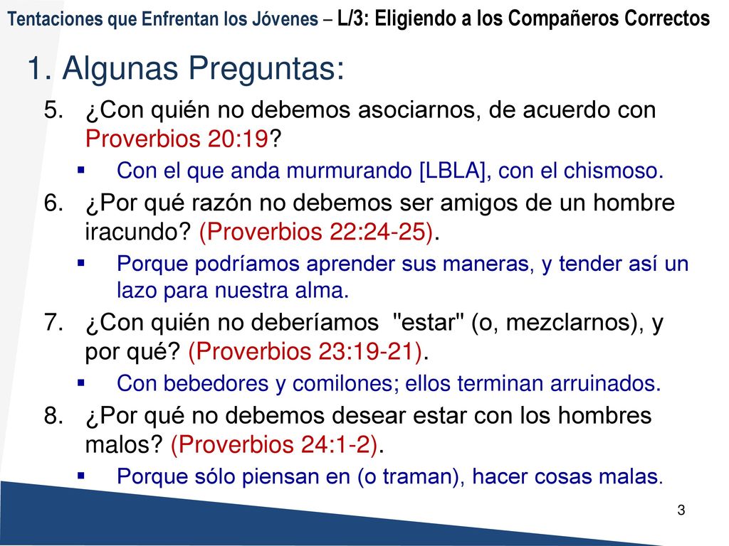Tentaciones que Enfrentan los Jóvenes – L/3: Eligiendo a los Compañeros Correctos