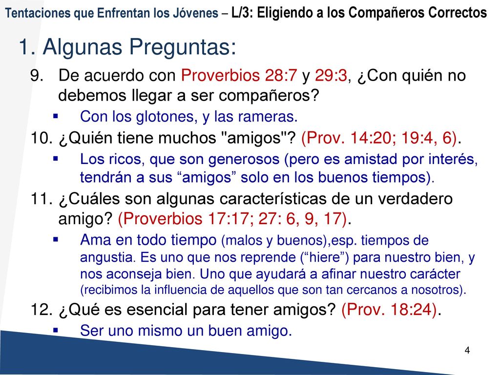 Tentaciones que Enfrentan los Jóvenes – L/3: Eligiendo a los Compañeros Correctos
