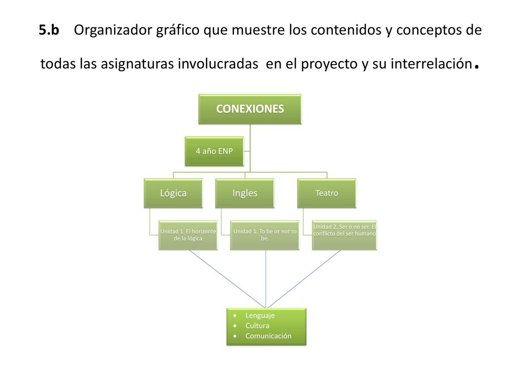 5.b Organizador gráfico que muestre los contenidos y conceptos de todas las asignaturas involucradas en el proyecto y su interrelación.
