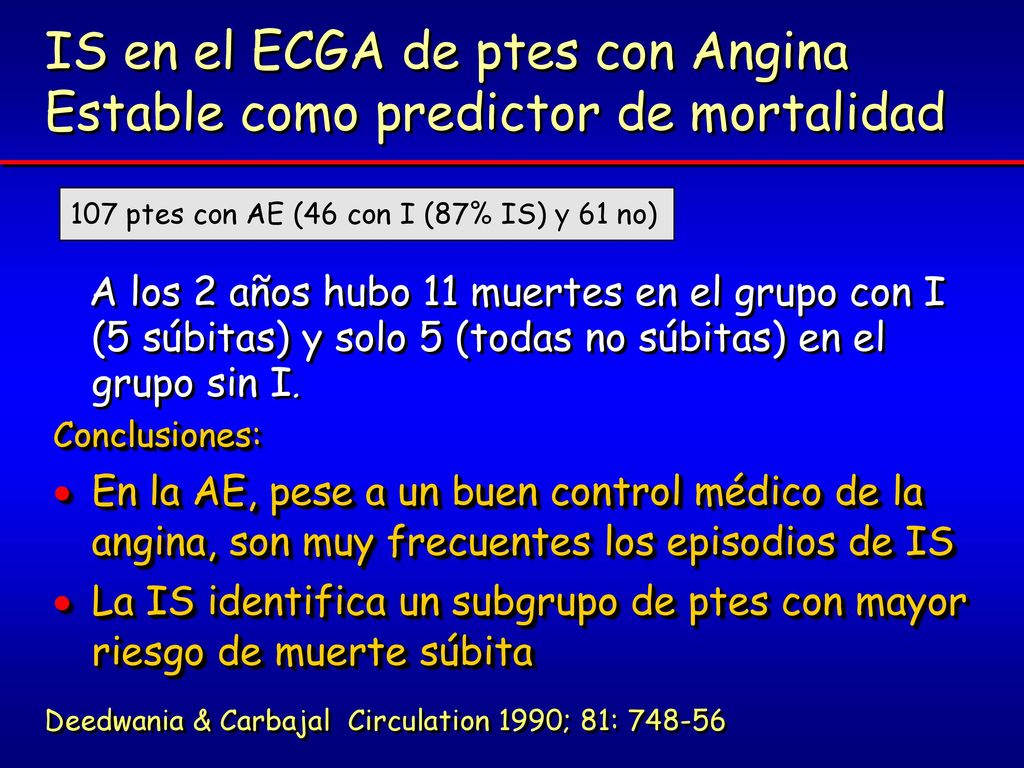 IS en el ECGA de ptes con Angina Estable como predictor de mortalidad