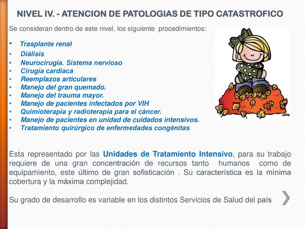 NIVEL IV. - ATENCION DE PATOLOGIAS DE TIPO CATASTROFICO