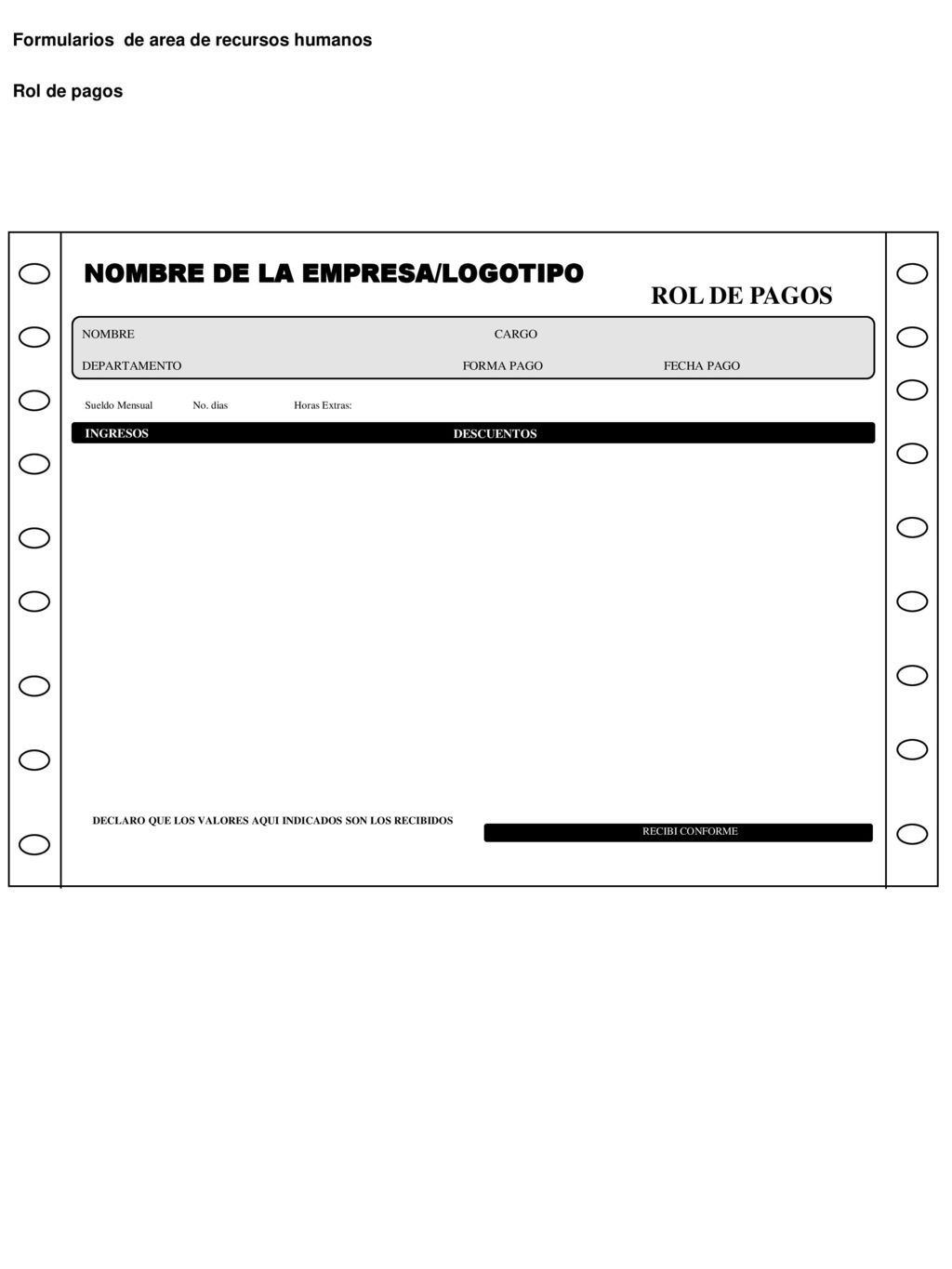 ROL DE PAGOS NOMBRE DE LA EMPRESA/LOGOTIPO