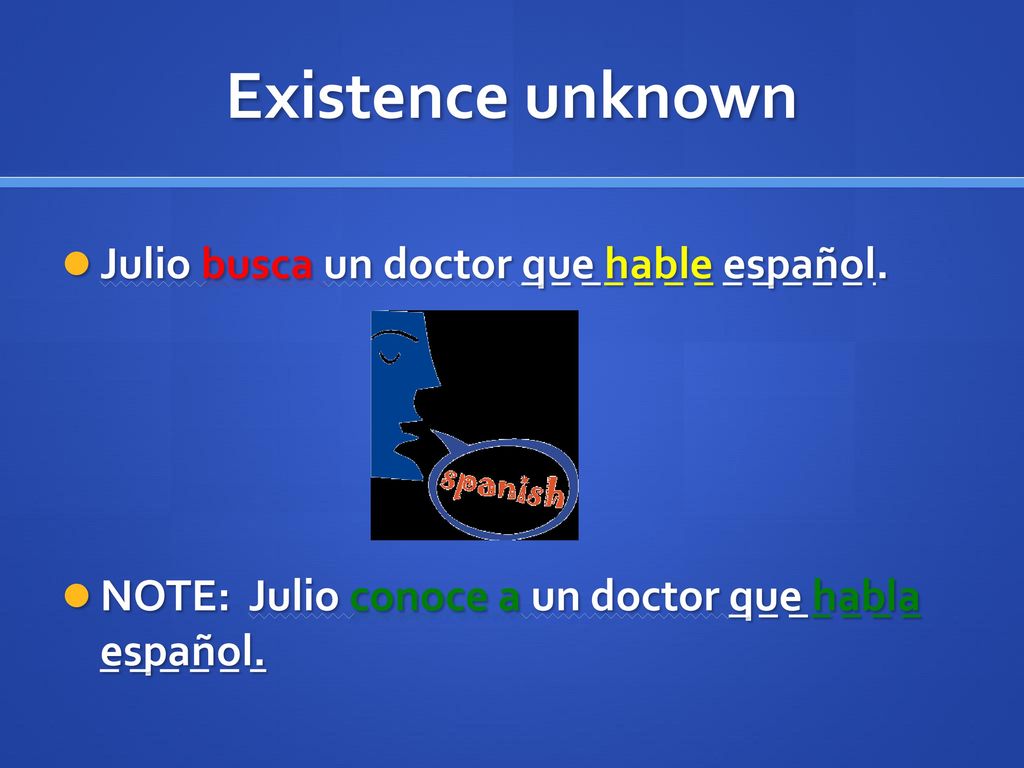 Existence unknown Julio busca un doctor que hable español.
