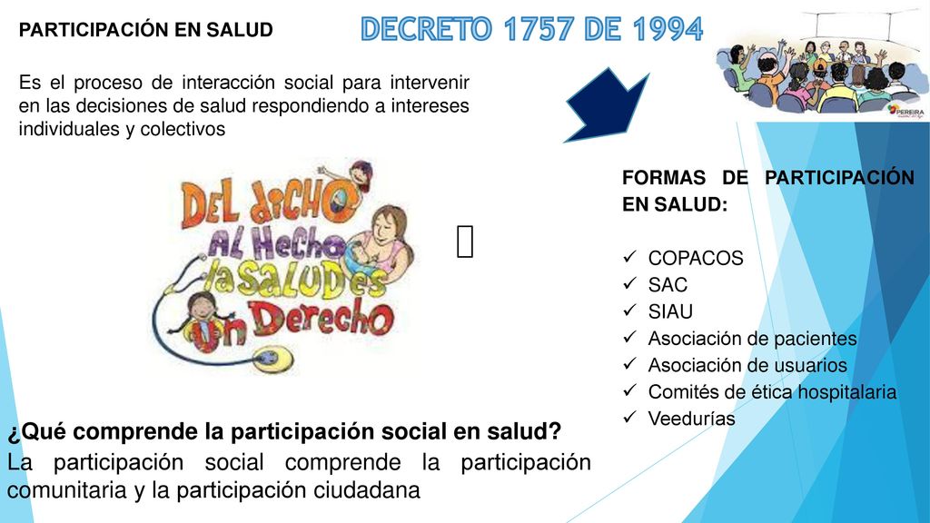 DECRETO 1757 DE 1994 ¿Qué comprende la participación social en salud