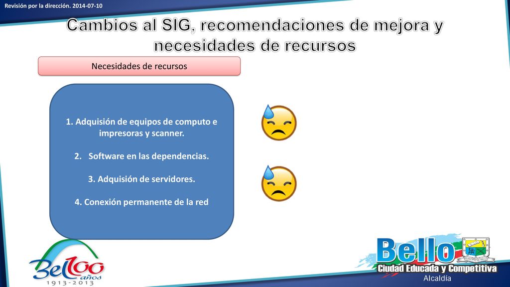 Cambios al SIG, recomendaciones de mejora y necesidades de recursos