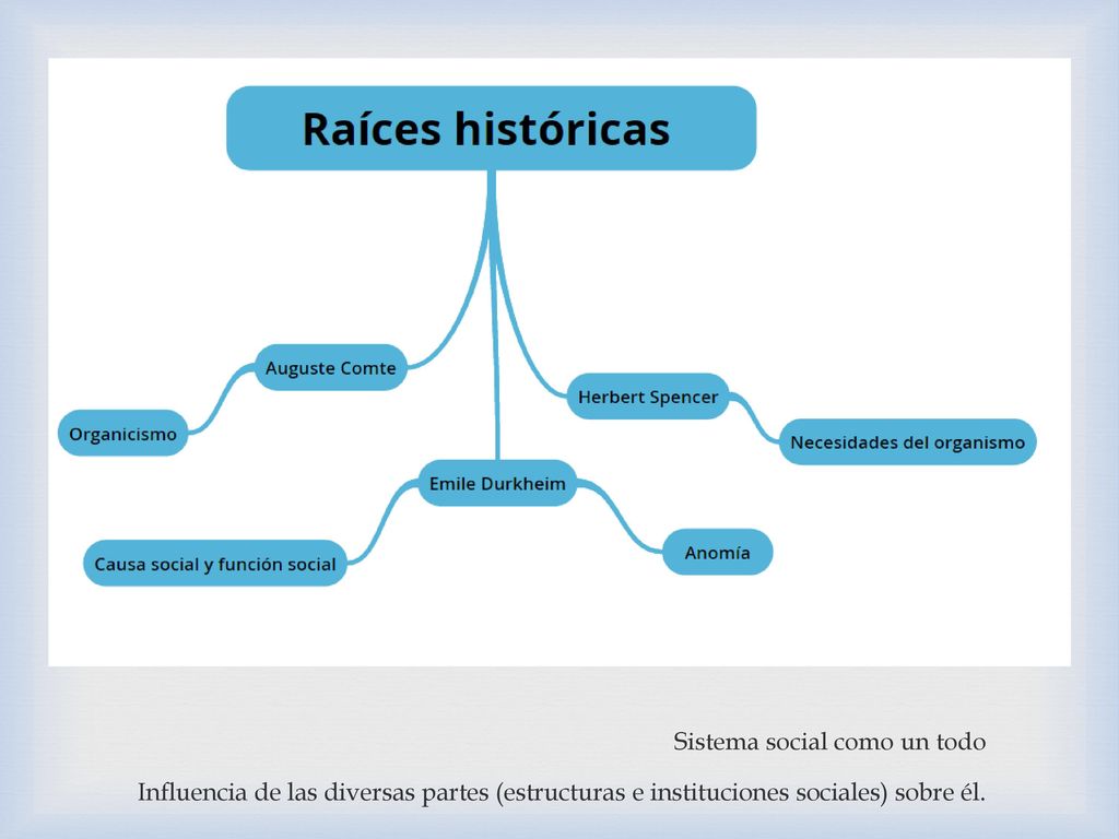 Sistema social como un todo Influencia de las diversas partes (estructuras e instituciones sociales) sobre él.