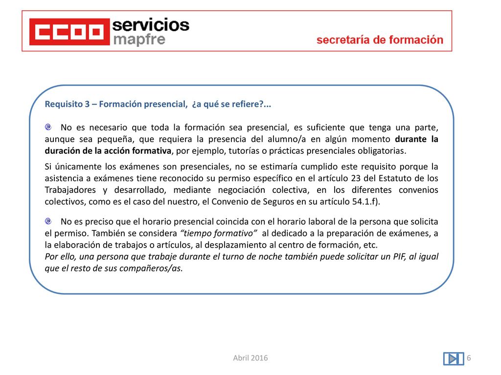 Requisito 3 – Formación presencial, ¿a qué se refiere ...