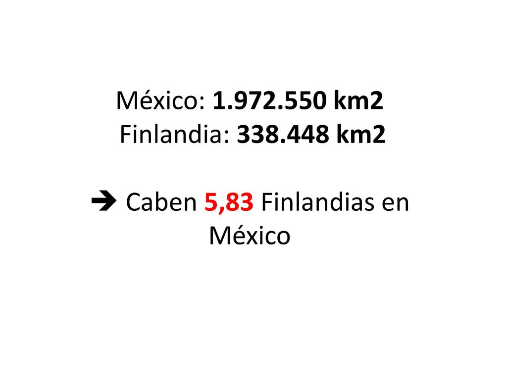 México: km2 Finlandia: km2  Caben 5,83 Finlandias en México