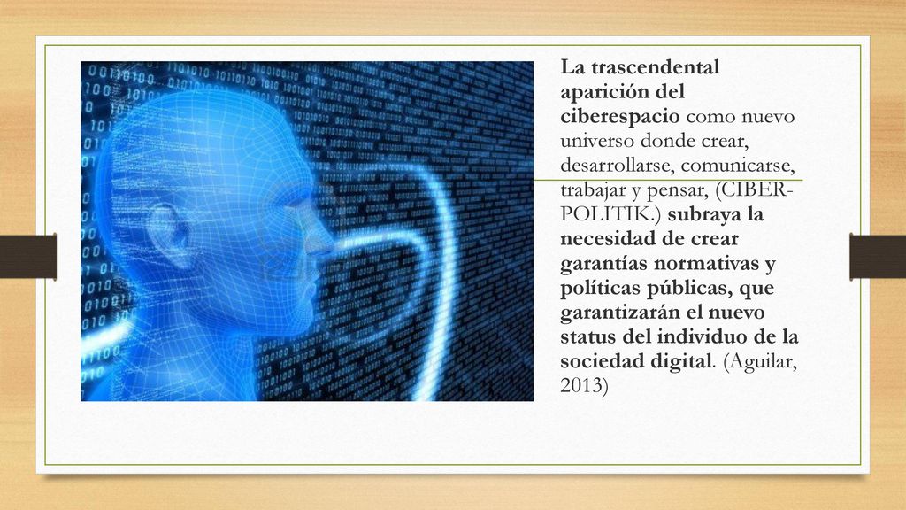 La trascendental aparición del ciberespacio como nuevo universo donde crear, desarrollarse, comunicarse, trabajar y pensar, (CIBER- POLITIK.) subraya la necesidad de crear garantías normativas y políticas públicas, que garantizarán el nuevo status del individuo de la sociedad digital.