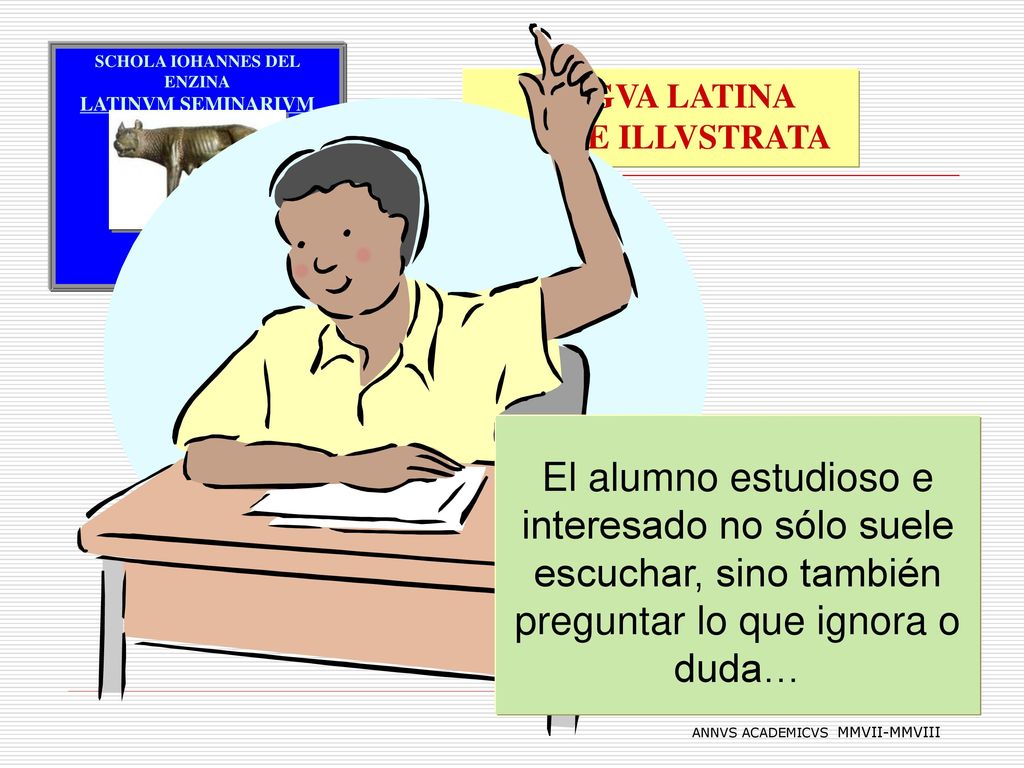 El alumno estudioso e interesado no sólo suele escuchar, sino también preguntar lo que ignora o duda…
