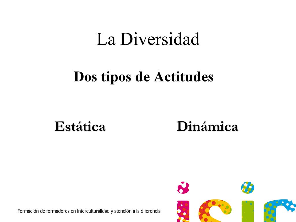 La Diversidad Dos tipos de Actitudes Estática Dinámica